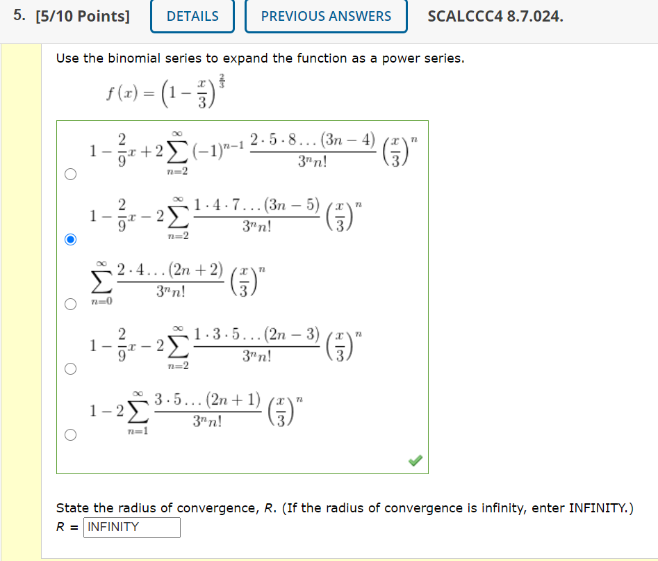 how to find the sum of a binomial power series