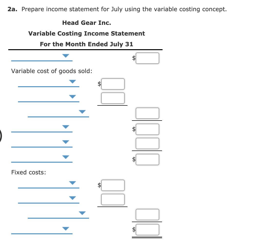 Solved Absorption And Variable Costing Income Statements For | Chegg.com