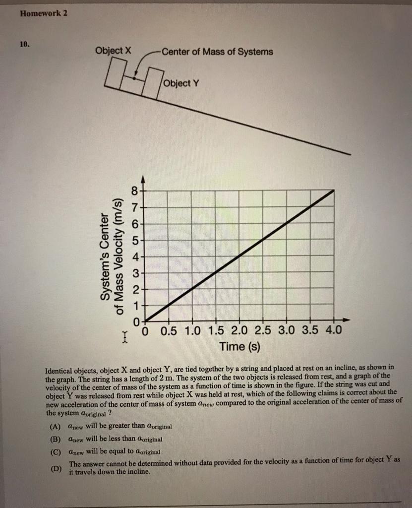 Solved Homework 2 10. Object x Center of Mass of Systems