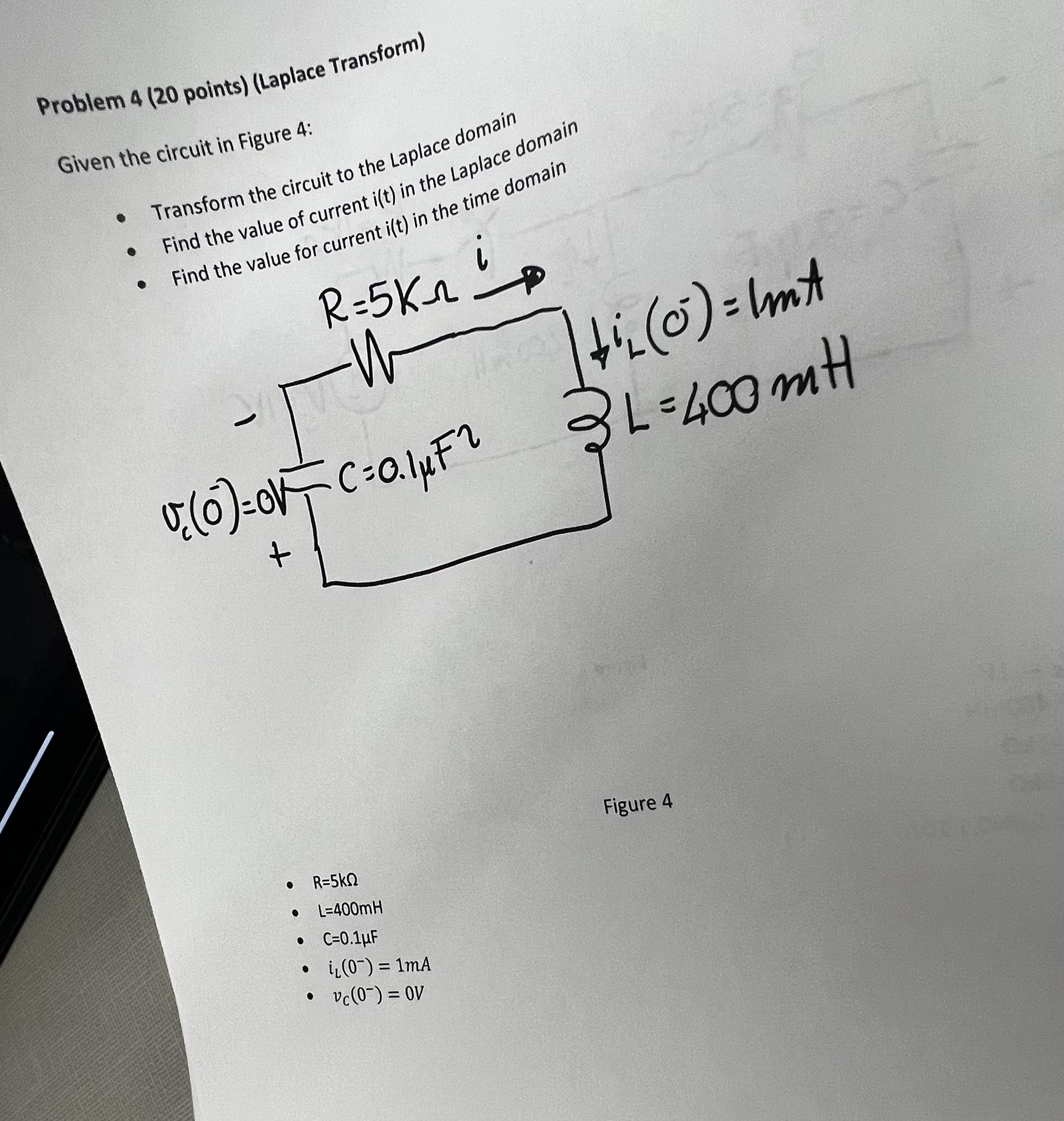 Solved Problem 4 20 Points Laplace Transform Given T