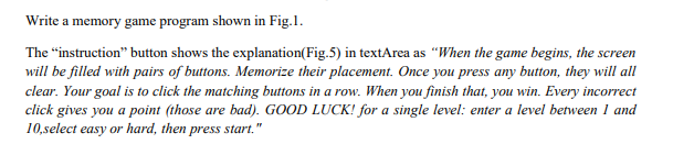 Solved Write a memory game program shown in Fig.l. The | Chegg.com