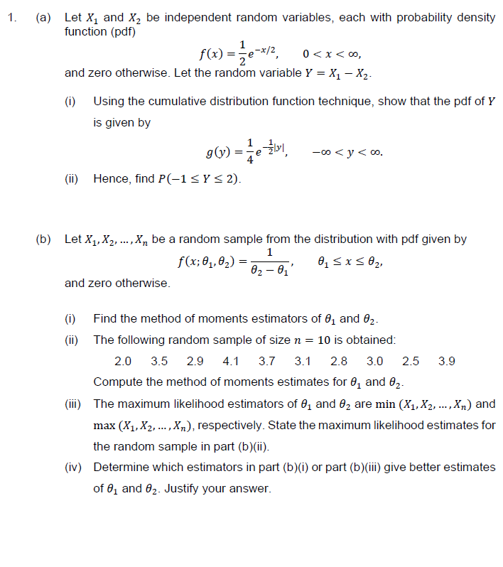 (a) Let X1 and X2 be independent random variables, | Chegg.com