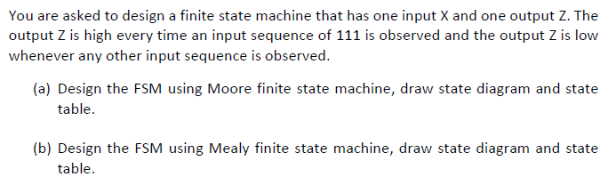 Solved You are asked to design a finite state machine that | Chegg.com
