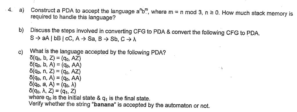 (Solved) : Construct Pda Accept Language B M N Mod 3 N 2 Required ...