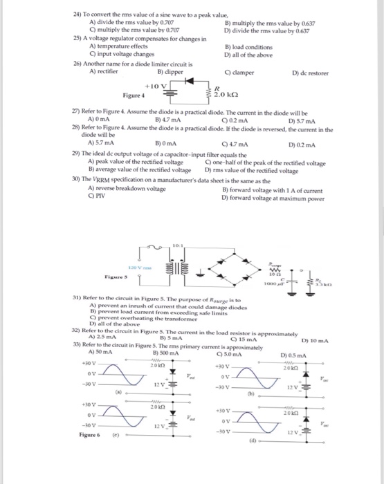 Solved 24) To convert the rms value of a sine wave to a peak