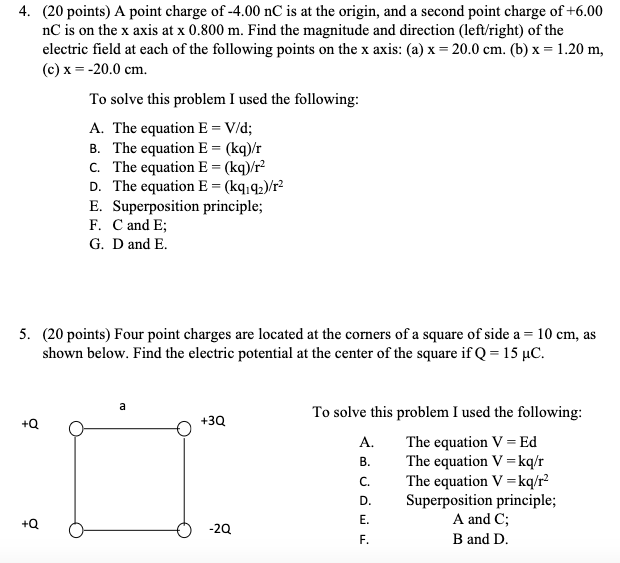 Solved 4 Points A Point Charge Of 4 00 Nc Is At Th Chegg Com