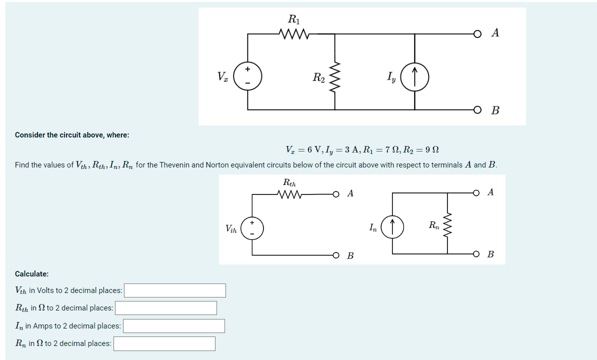 Solved Consider the circuit above, where: Vx=6 V,Iy=3 | Chegg.com