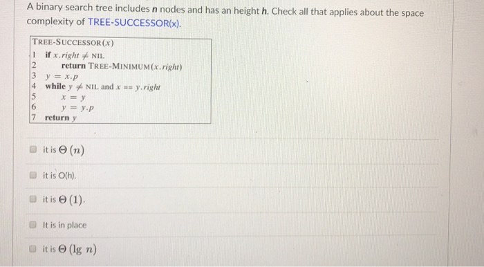 Solved A binary search tree includes n nodes and has an | Chegg.com