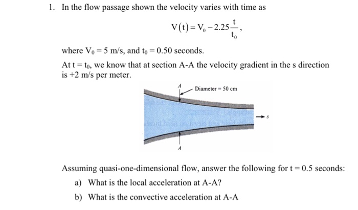 Solved 1. In the flow passage shown the velocity varies with | Chegg.com