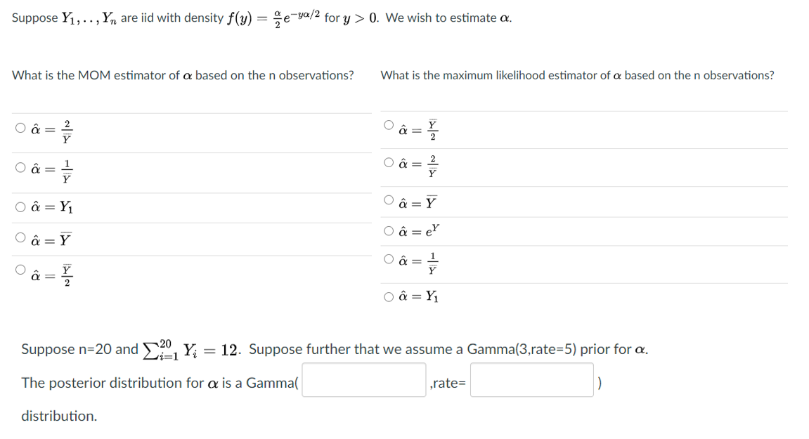 Solved Suppose Y1 Y Are Iid With Density F Y E Chegg Com