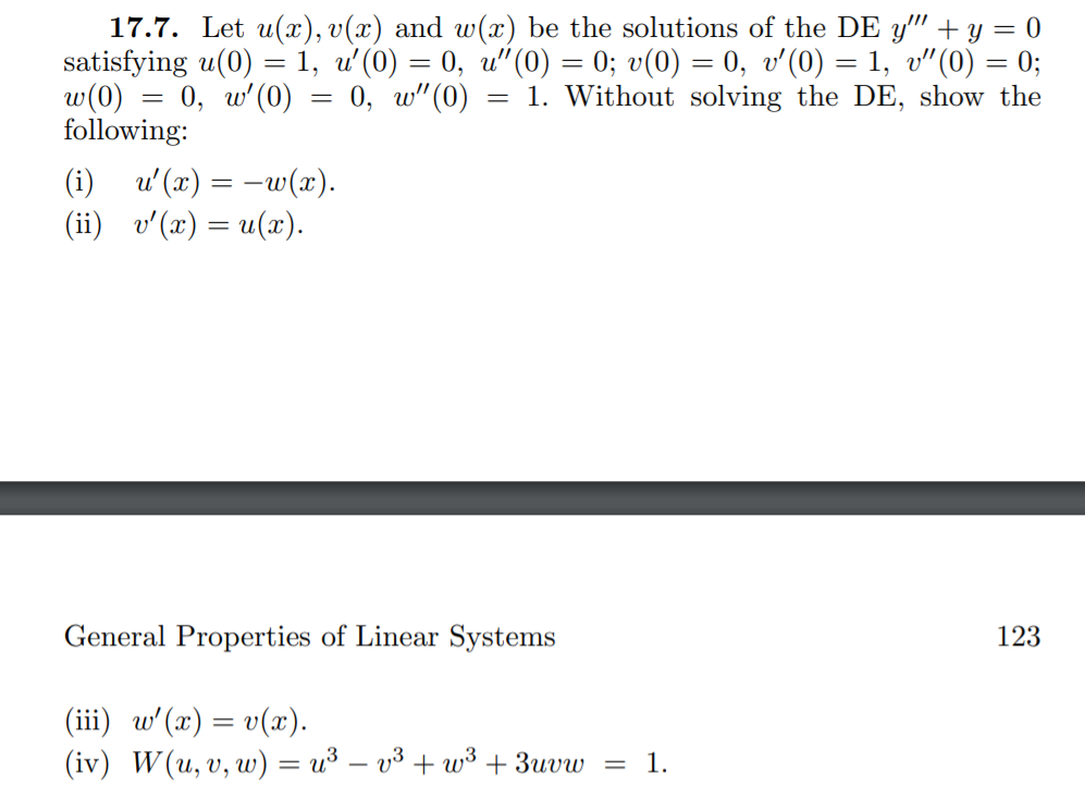 17 7 Let U X V X And W X Be The Solutions Of Chegg Com