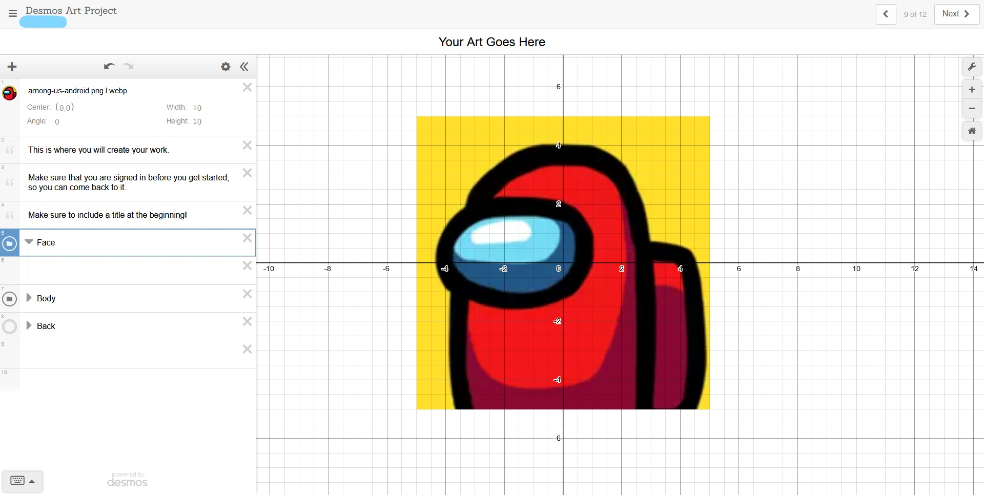 desmos graphing picture project