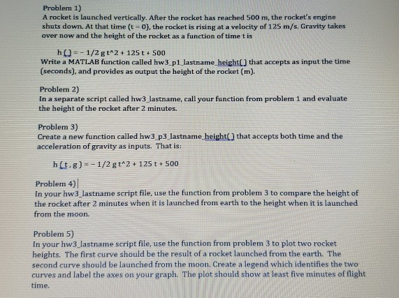 Solved Problem 1) A Rocket Is Launched Vertically. After The | Chegg.com