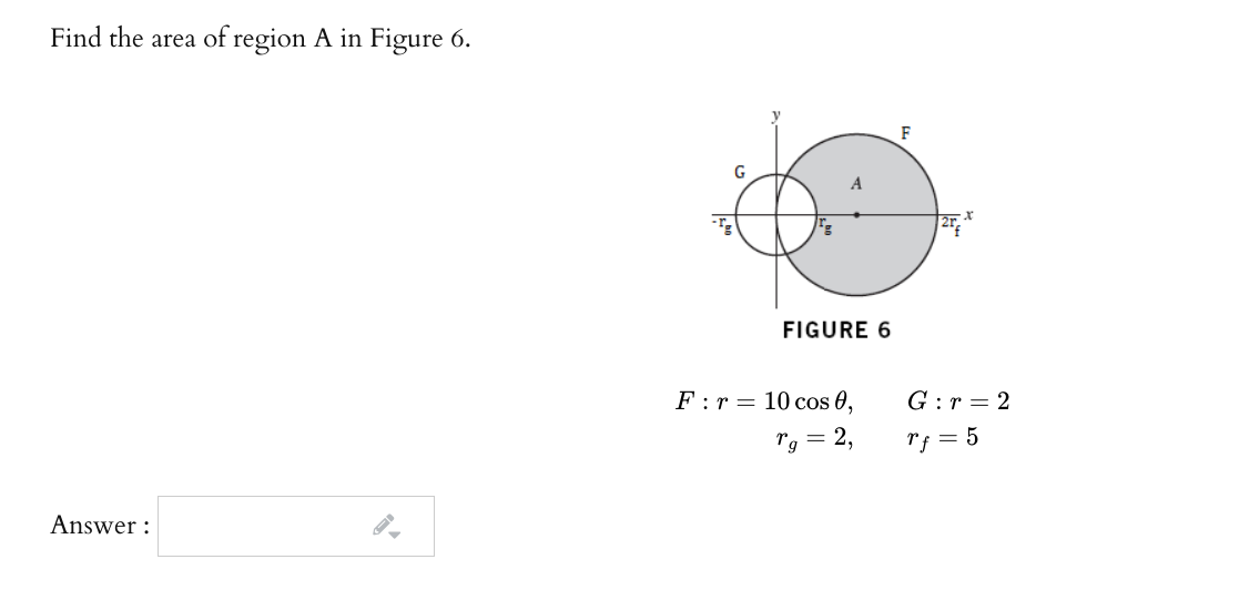 Solved Find the area of region A in Figure 6. F G FIGURE 6 | Chegg.com