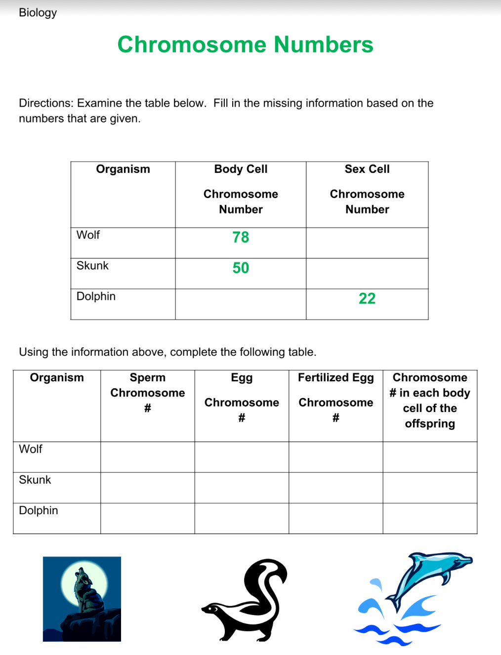 Solved Biology Chromosome Numbers Directions: Examine the | Chegg.com