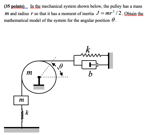 (35 points. In the mechanical system shown below, the | Chegg.com