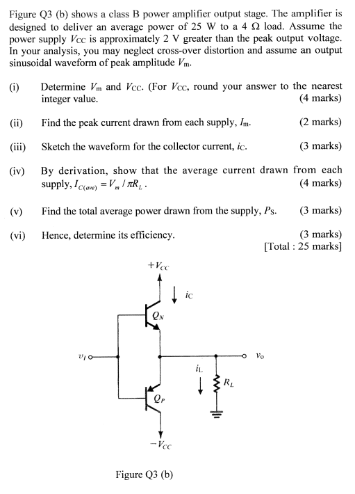 Solved Figure Q3 (b) shows a class B power amplifier output