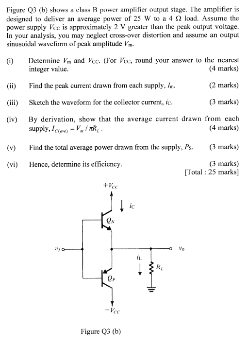 Solved Figure Q3 (b) Shows A Class B Power Amplifier Output | Chegg.com