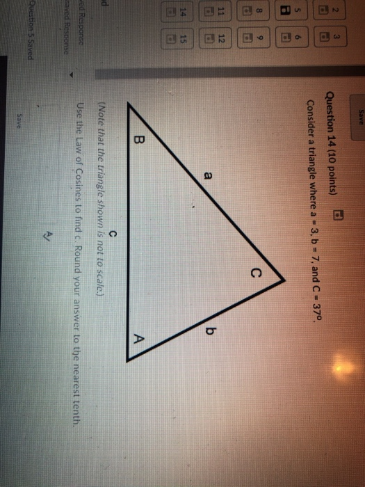 Solved Question 12 (10 points) Consider a triangle where A | Chegg.com