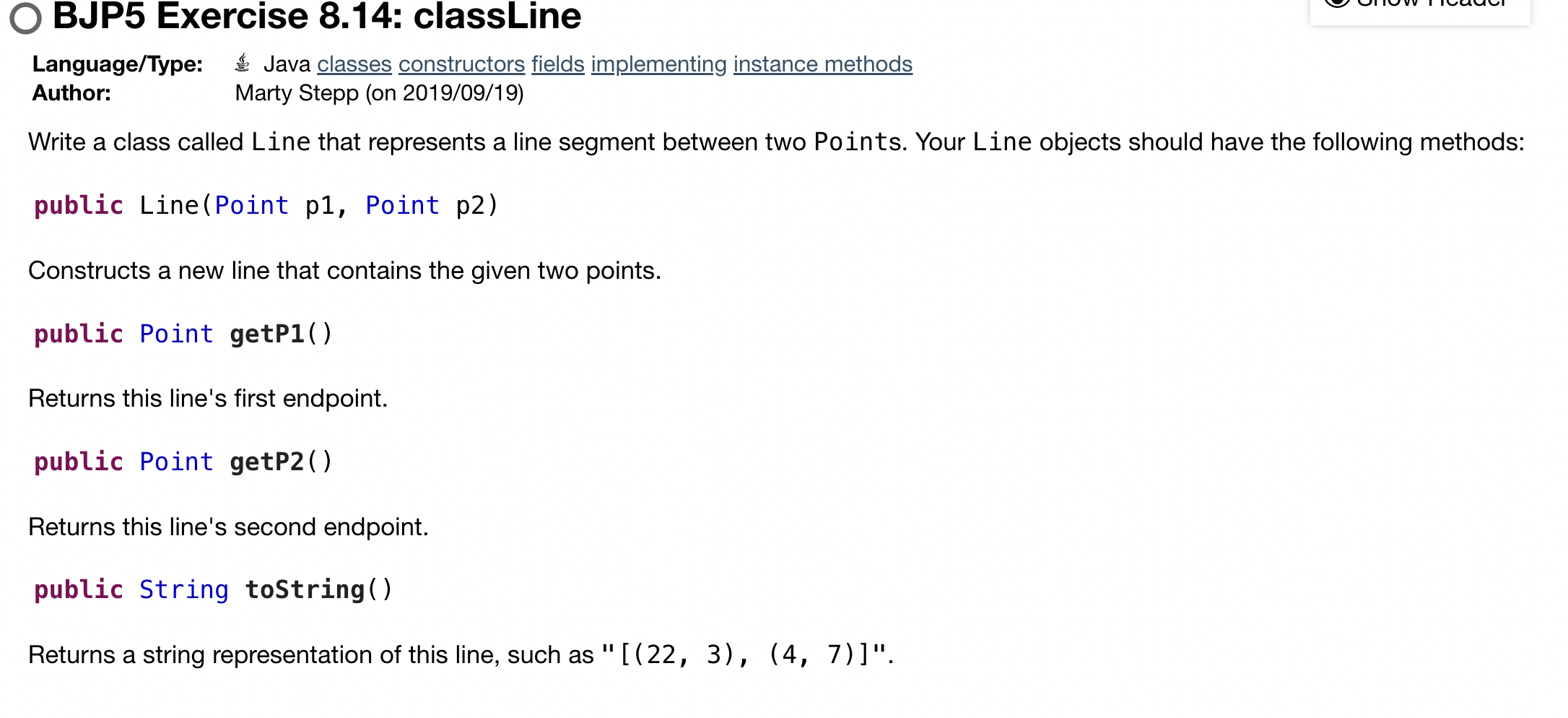 Solved Question about Java Write a class called Line | Chegg.com