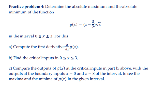 Solved Practice Problem 4: Determine The Absolute Maximum | Chegg.com