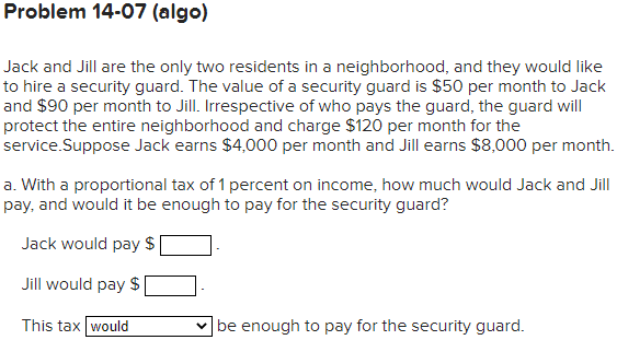 Solved Jack And Jill Are The Only Two Residents In A | Chegg.com