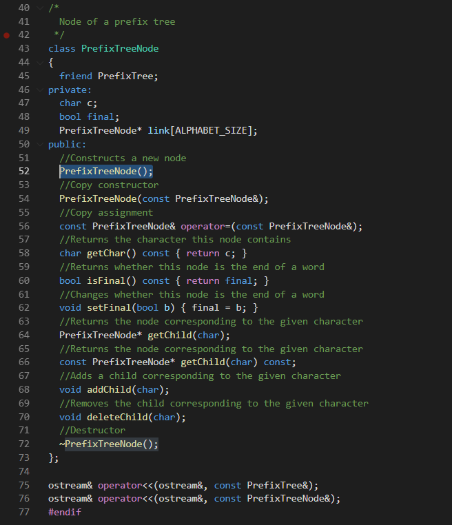 In C++: A prefix tree is a data structure that stores | Chegg.com