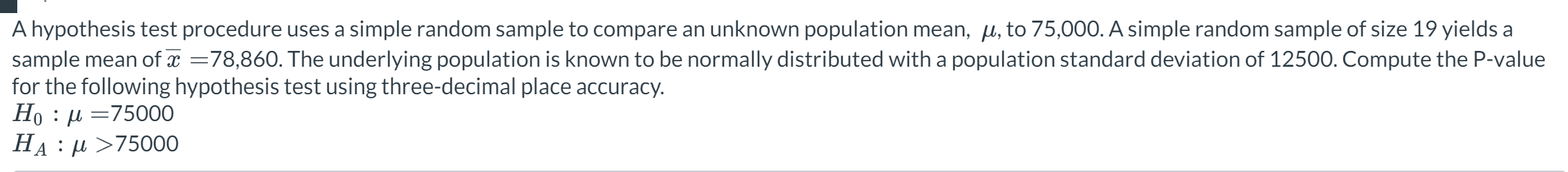 hypothesis test for random sample