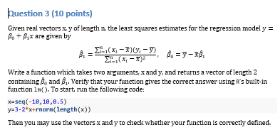 Solved A = 2 Question 3 (10 points) Given real vectors x, y | Chegg.com