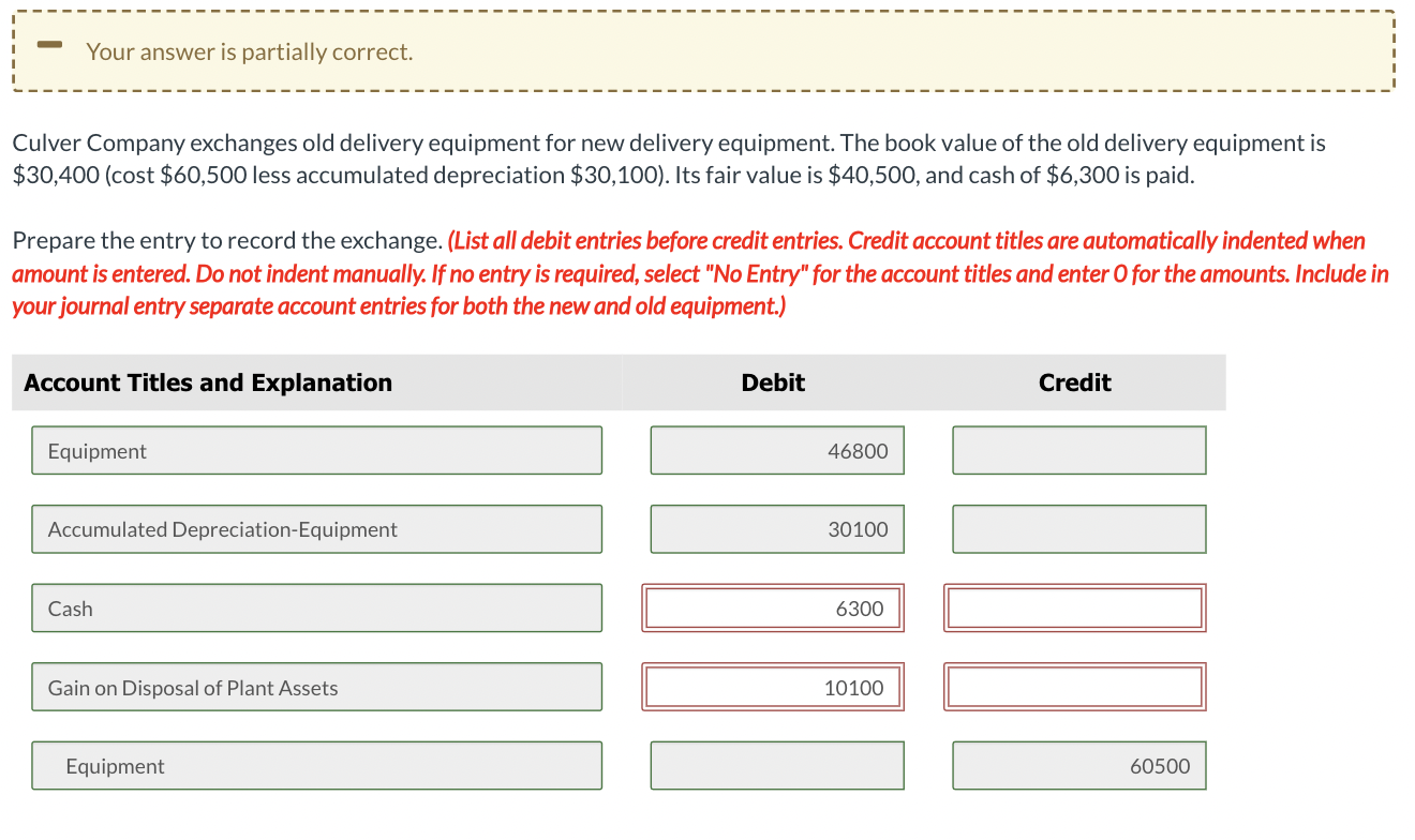 Solved Culver Company exchanges old delivery equipment for
