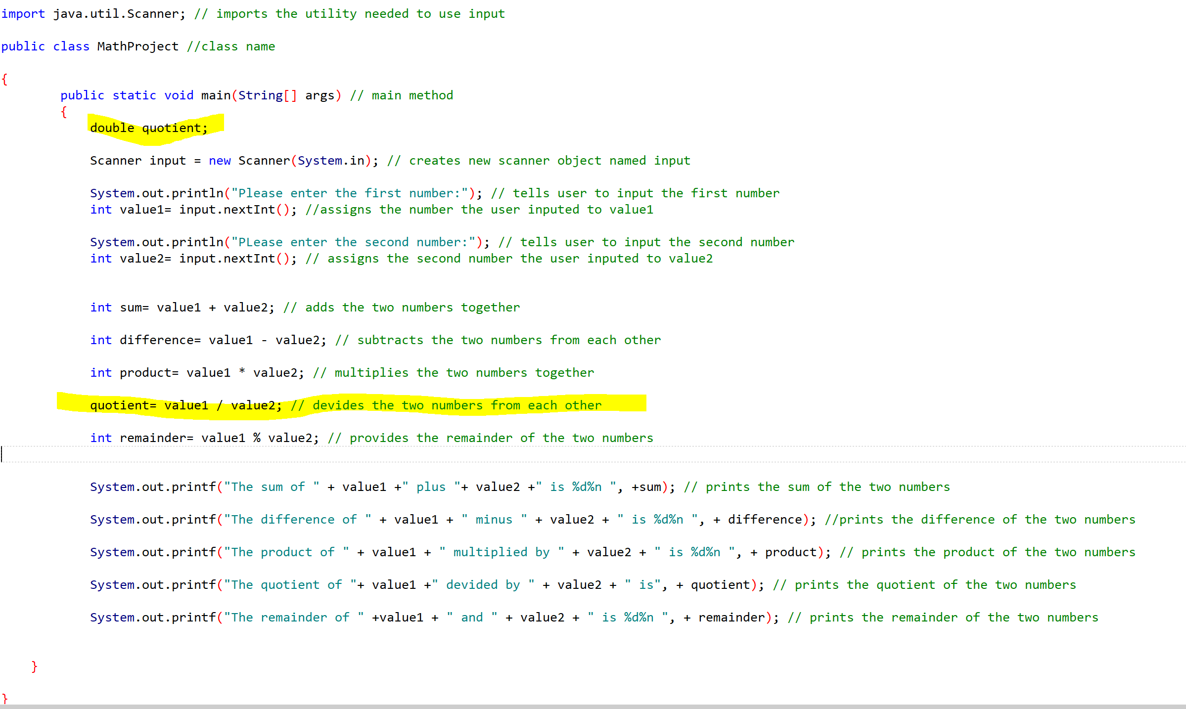 Solved I am having trouble casting the int to a double for | Chegg.com