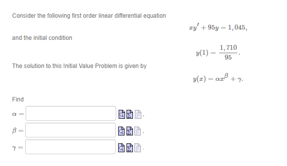 Solved Consider the following first order linear | Chegg.com