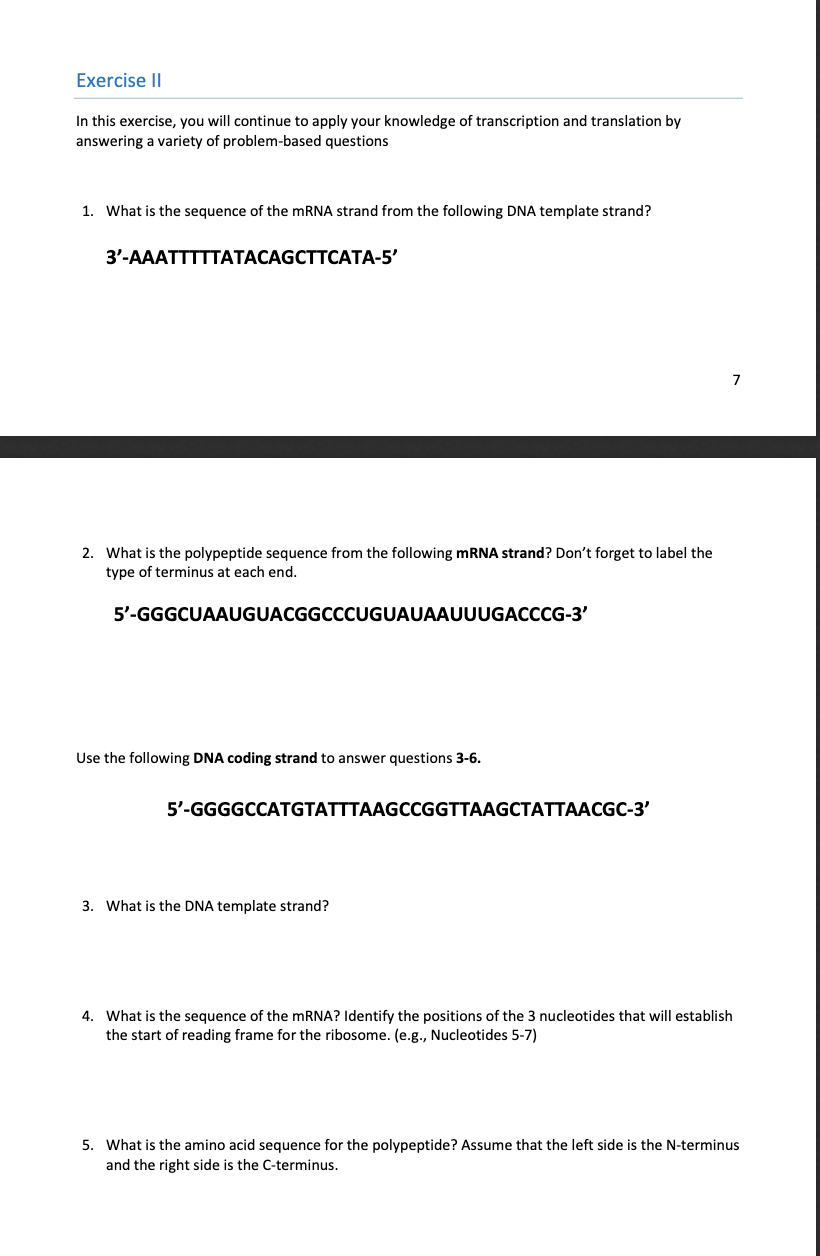 Solved 5. What is the amino acid sequence for the