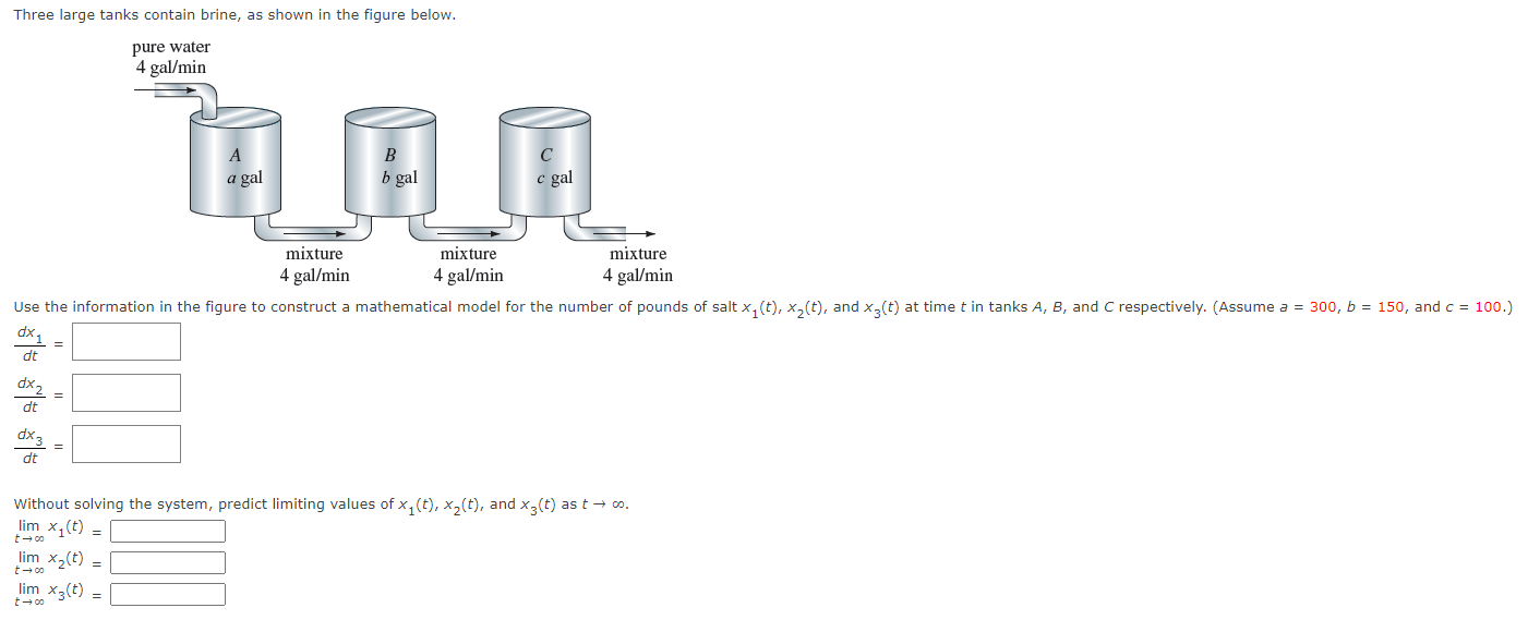 Solved three large tanks contain brine as shown in the chegg