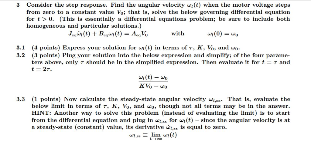 Solved 3 Consider the step response. Find the angular | Chegg.com