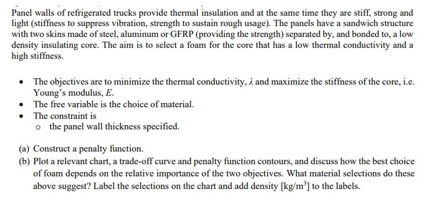 Panel walls of refrigerated trucks provide thermal | Chegg.com