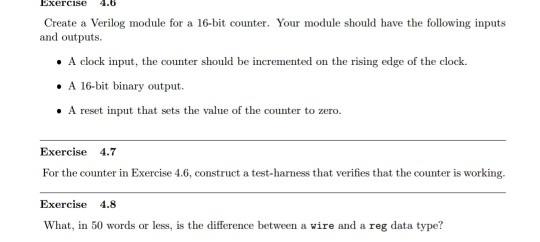 Solved Exercise 4.0 Create a Verilog module for a 16-bit | Chegg.com