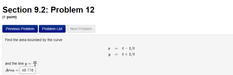 Solved Section 9.2: Problem 12 (1 point) Previous Problem | Chegg.com