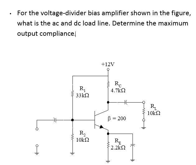 Solved For the voltage-divider bias amplifier shown in the | Chegg.com