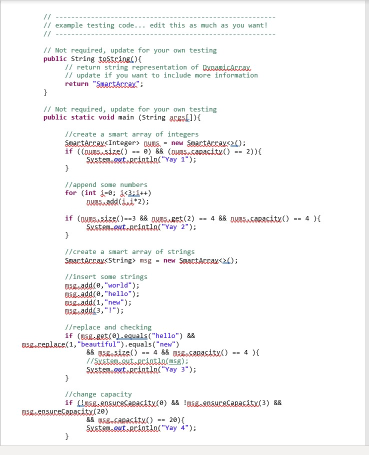 // example testing code.. edit this as much as you | Chegg.com