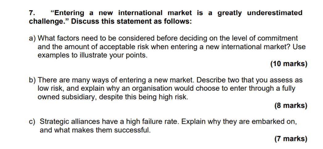 international markets assignment answers