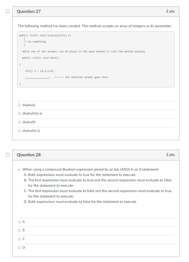 Solved Question 27 2 pts The following method has been | Chegg.com