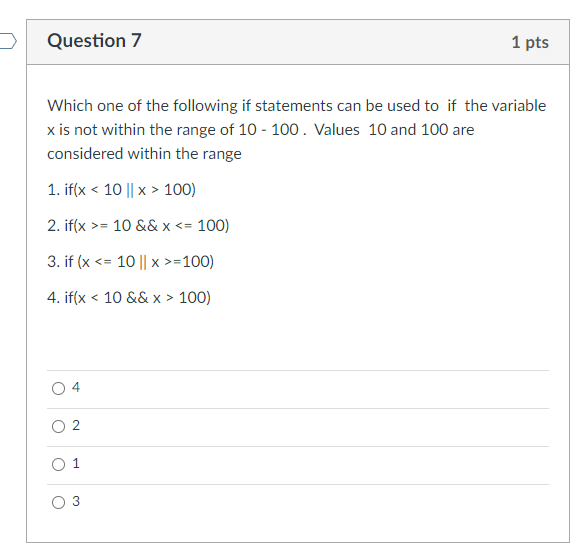 Solved > Question 4 1 pts which one of the following | Chegg.com