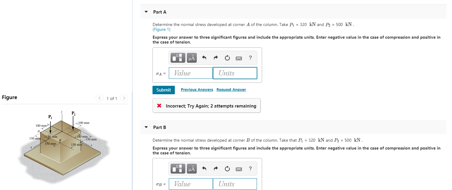 Solved Part A Determine The Normal Stress Developed At | Chegg.com