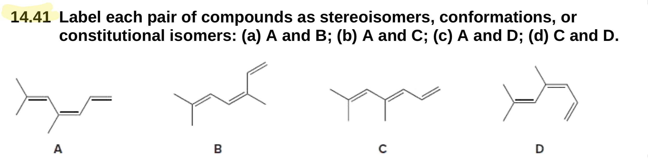 Solved 14.41 ﻿Label each pair of compounds as stereoisomers, | Chegg.com