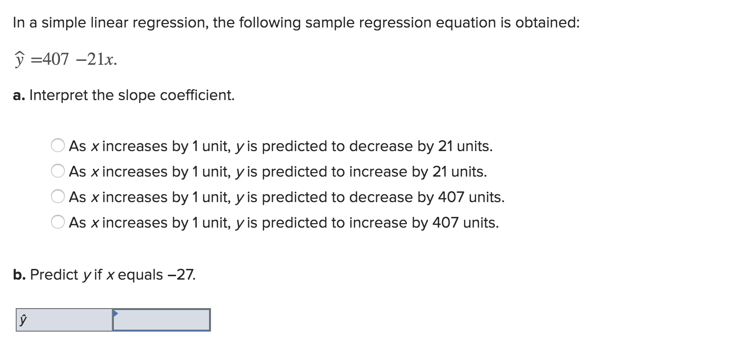 Solved In A Simple Linear Regression, The Following Sample | Chegg.com