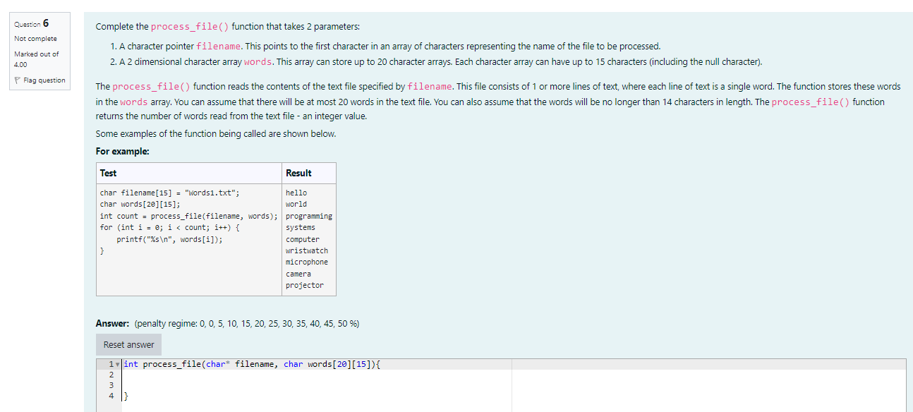 Solved C program not C++ Complete the process_file() | Chegg.com