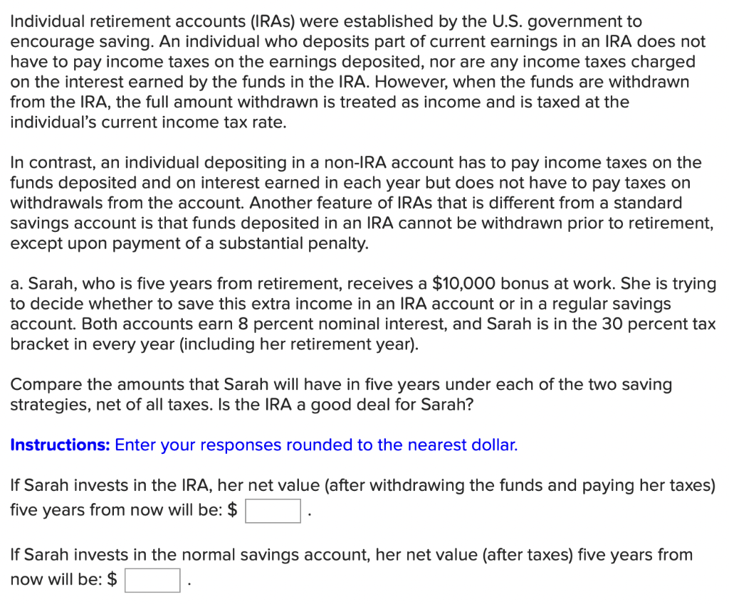 Solved Individual Retirement Accounts (IRAS) Were | Chegg.com