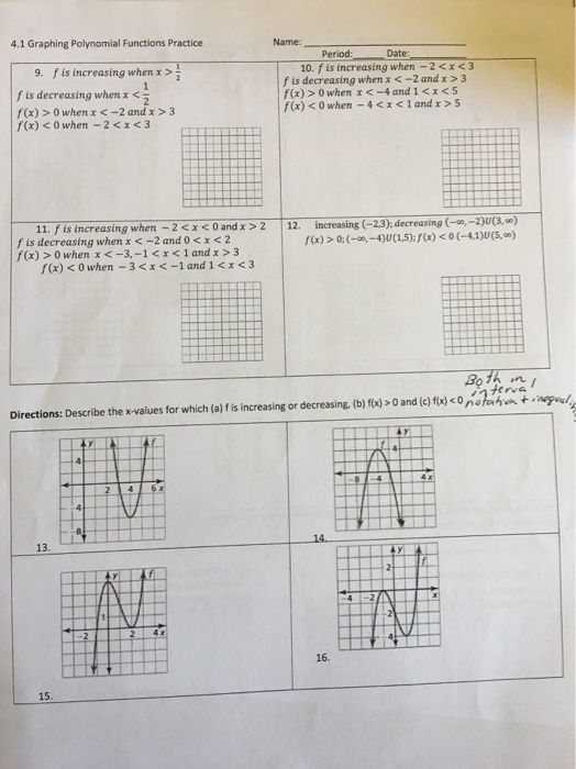 Solved 4.1 Graphing Polynomial Functions Practice Name: Date | Chegg.com
