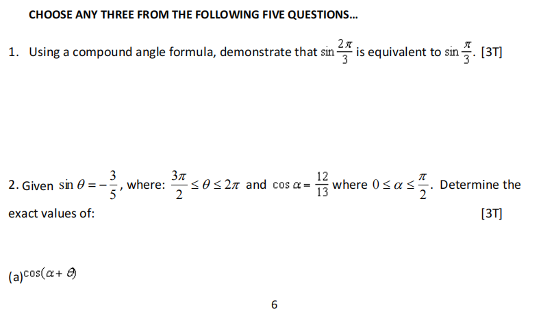 Solved CHOOSE ANY THREE FROM THE FOLLOWING FIVE QUESTIONS... | Chegg.com